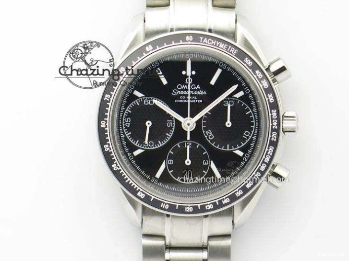 0228 Cozy Speedmaster Racing 40mm SS Black Dial On SS Bracelet A7750 ( Free Rubber Strap ) 8252